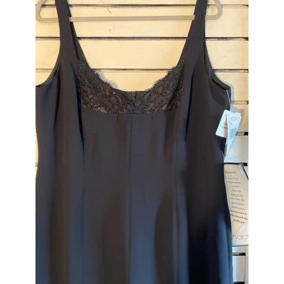 Jones New York Woman’s black dress size 16 sleeveless black lace bead PO w tags - Picture 5 of 16